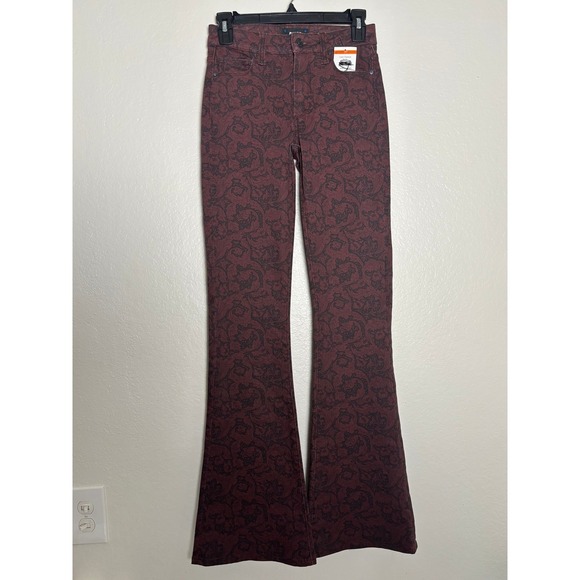 NWT Paige Lou Lou Jeans In Cherrywood Burgundy Paisley Women's Size 24 - Picture 4 of 8